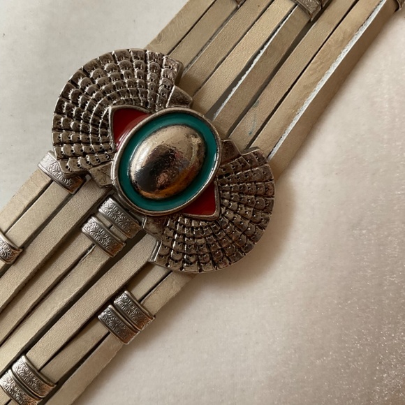 Handcrafted Genuine belt Leather Silver Details Western Belt Waist size 32”-36” main image 8